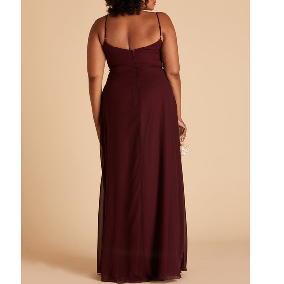 BIRDY GREY SZ M Burgundy Cabernet V-Neck Devin Bridesmaid Maxi Dress NWT B62 - Picture 2 of 10